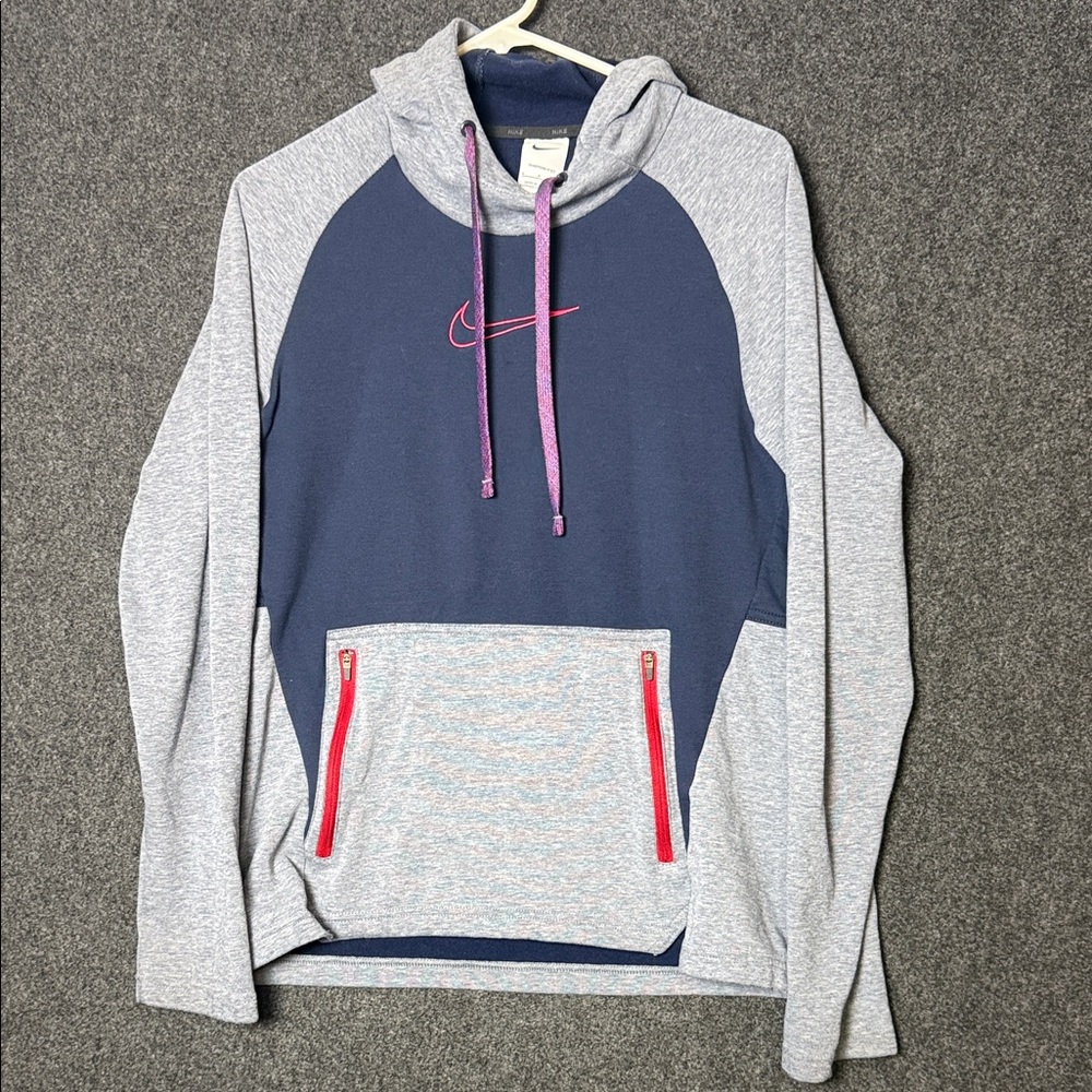 Nike Therma-FIT Hoodie Blue Gray Mens Small Athletic Pullover Sweatshirt